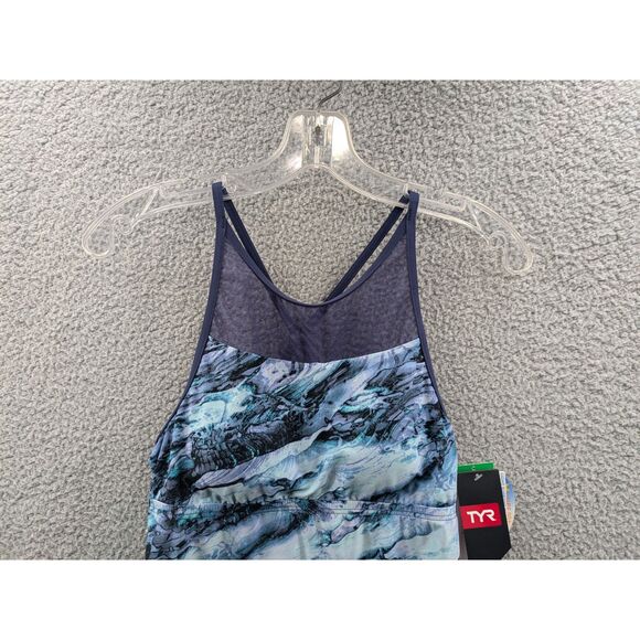 NEW TYR Womens Tessa Blue High Neck Crossback Tankini Top sz 4/6 style TTESHA7A - Picture 2 of 13